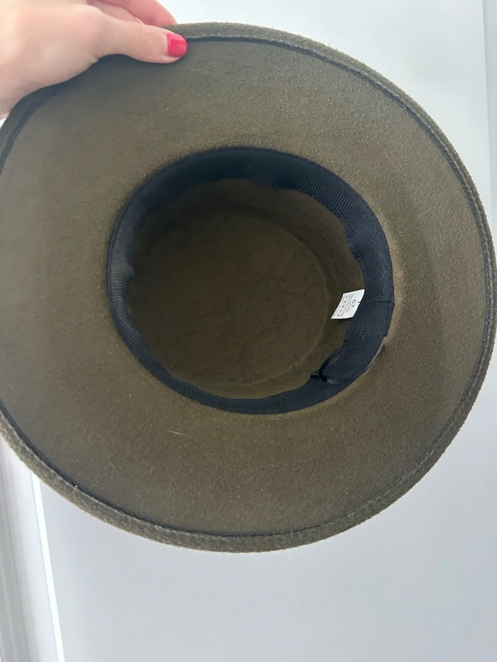Olive Green Felt Wide Brim Hat